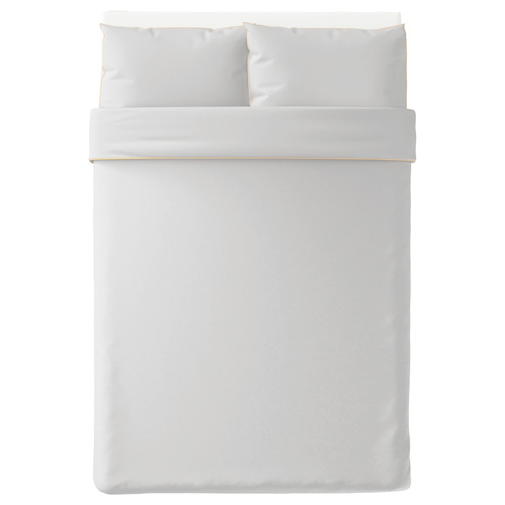 Duvet Cover Premium Cotton Sateen White (Gold Tape) Zip