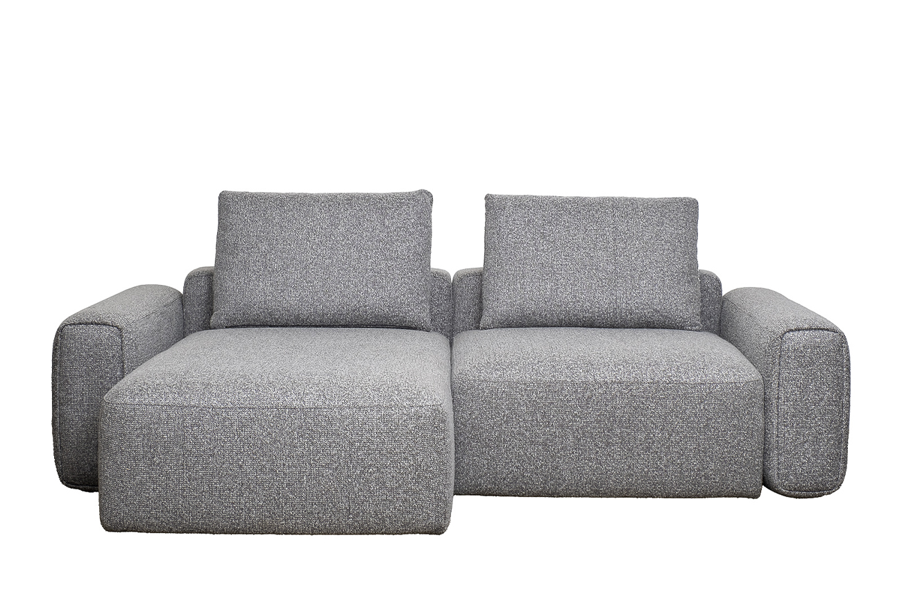 Диван трехместный Turin с канапе и мех черно/серый Santo1606 255*163,5**68см