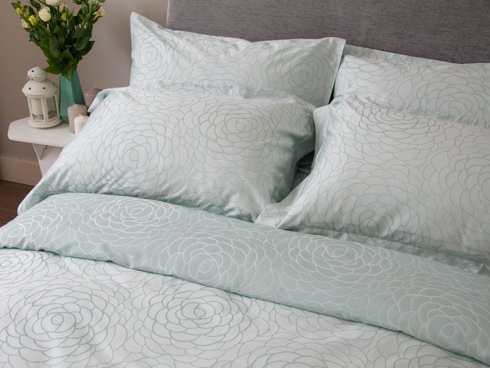 Set lenjerie ALFABET Lux dublu fata Jacquard model MiracleMint 
