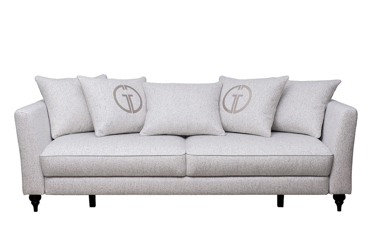 Диван Sorrento(K) 230M трехм.раск c кантом,рогожка св.беж Santo1902-SECRU+Nev83 