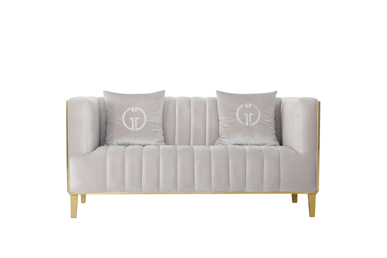 Диван Basel двухместный, велюр серый 102AN-DIV-8682-SER