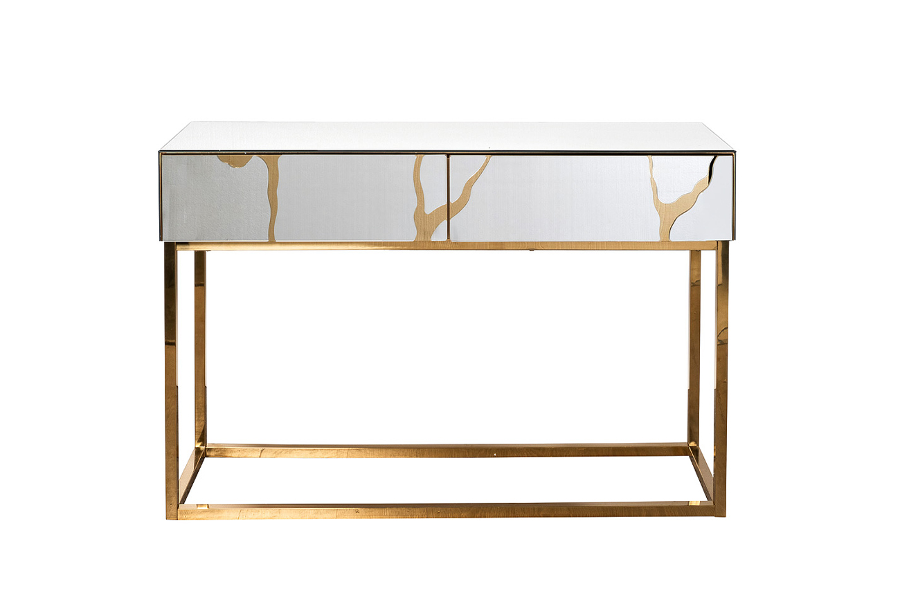 Консоль зеркальная c золотым декором KFG197