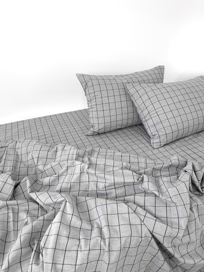 Uni sheet washed cotton grey denim square bez rezinki