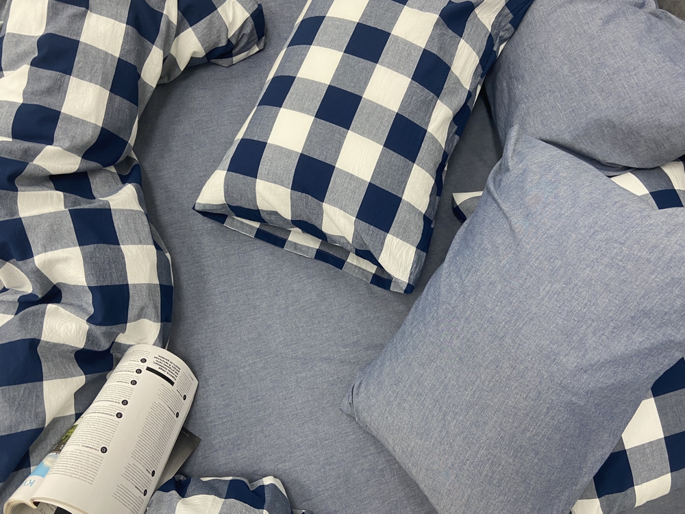 Set lenjerie ALFABET spălat bumbac Bleumarin pătrat