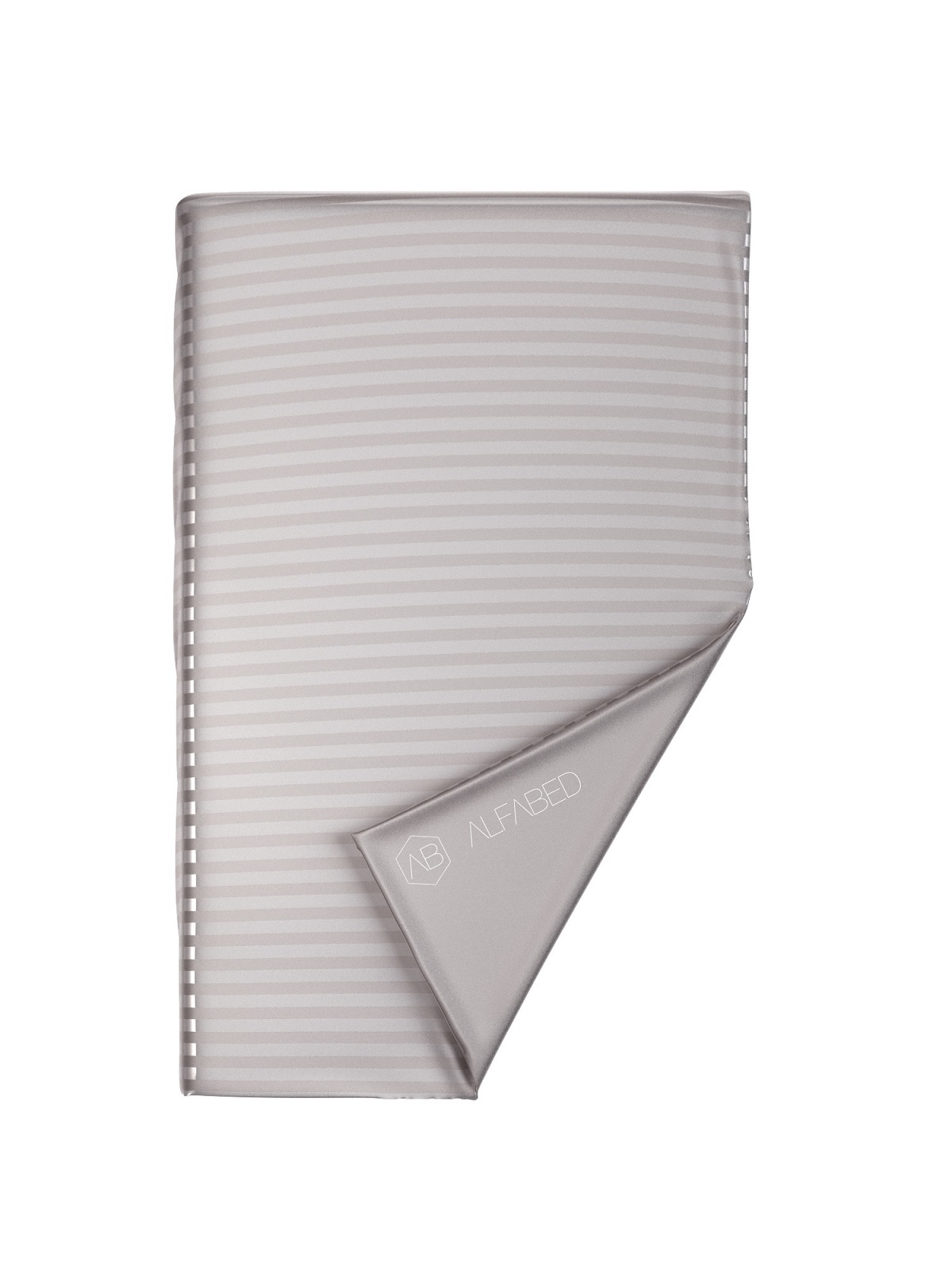 Duvet Cover Premium Woven Cotton Sateen Stripe Grey H F1 ZIP