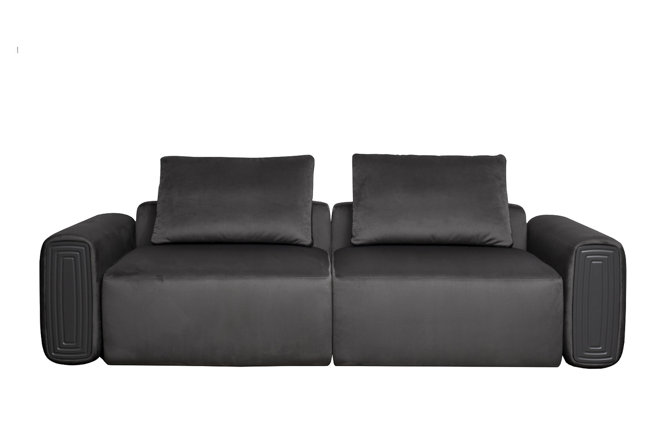 Диван трехместный Turin с мех т.серый велюр Colt1003 255*120**68см