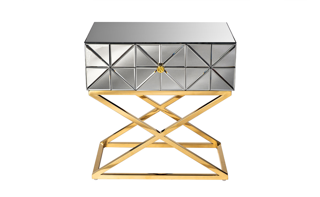 Тумба с матовой зерк.отделкой каркас металл. KFG090