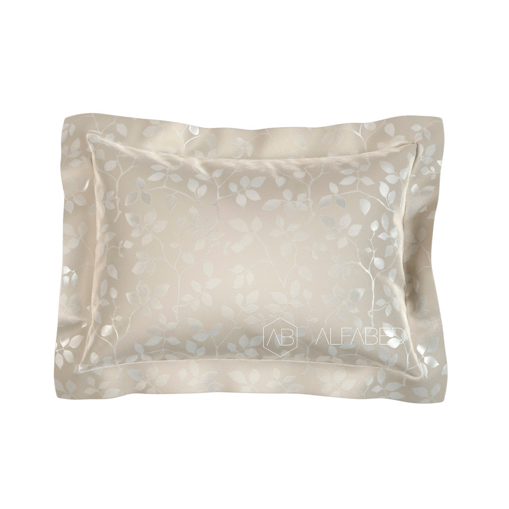 Pillow Case Lux Jacquard Cotton Taupe Tree Leaves 7