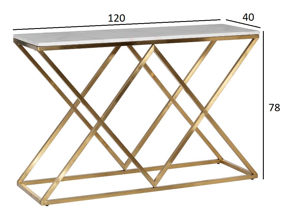 Консоль Bianco Namibia бел.мрам/мат.зол 47ED-CST026GOLD3