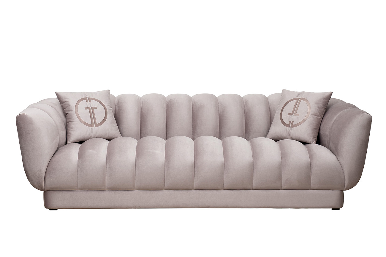 Диван Fabio трехместный велюр бежевый Colton1001-SERROS , 2 подушки