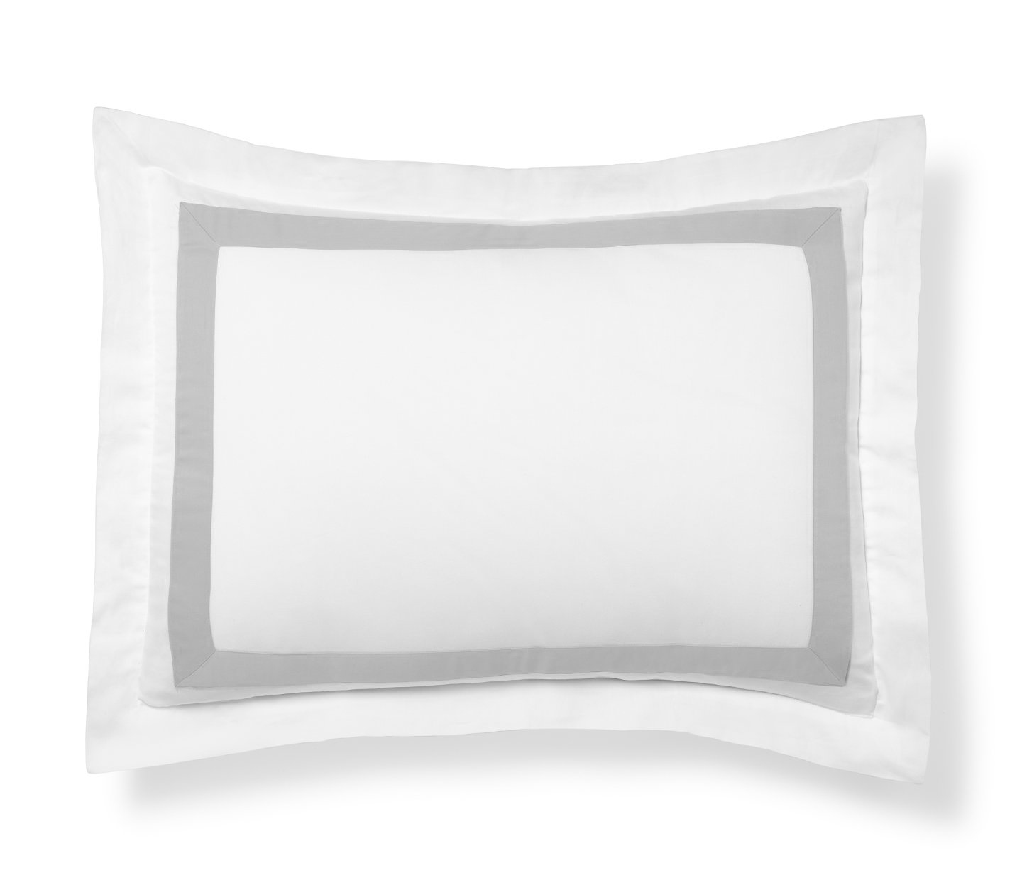 Pillow Case Premium Cotton Sateen White / Boarder Cold Grey