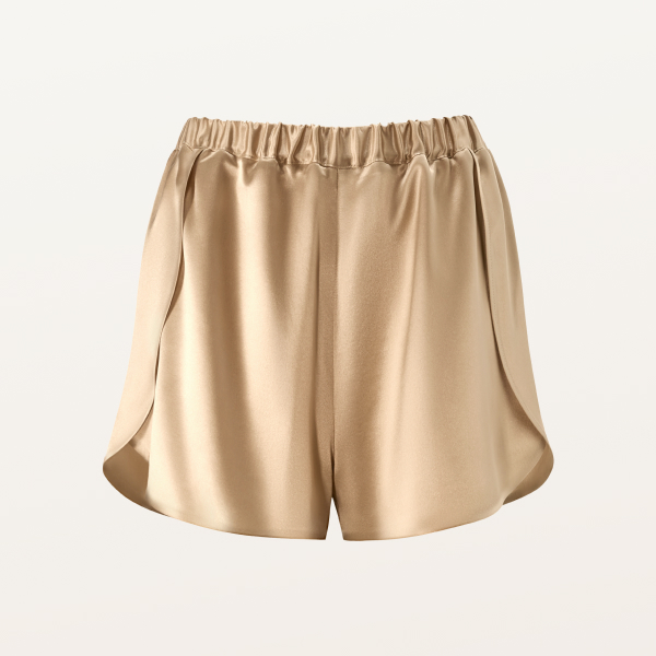 Pantaloni scurți bej 100% mătase