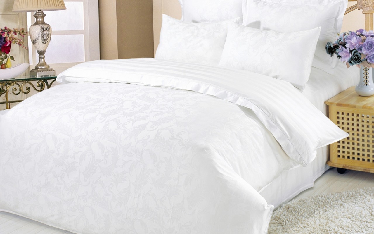 Set lenjerie ALFABET lux Jacquard bumbac Franceză clasice alb			