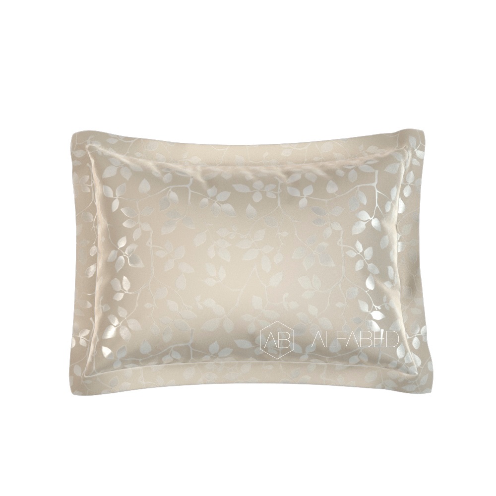 Pillow Case Lux Jacquard Cotton Taupe Tree Leaves 5/4