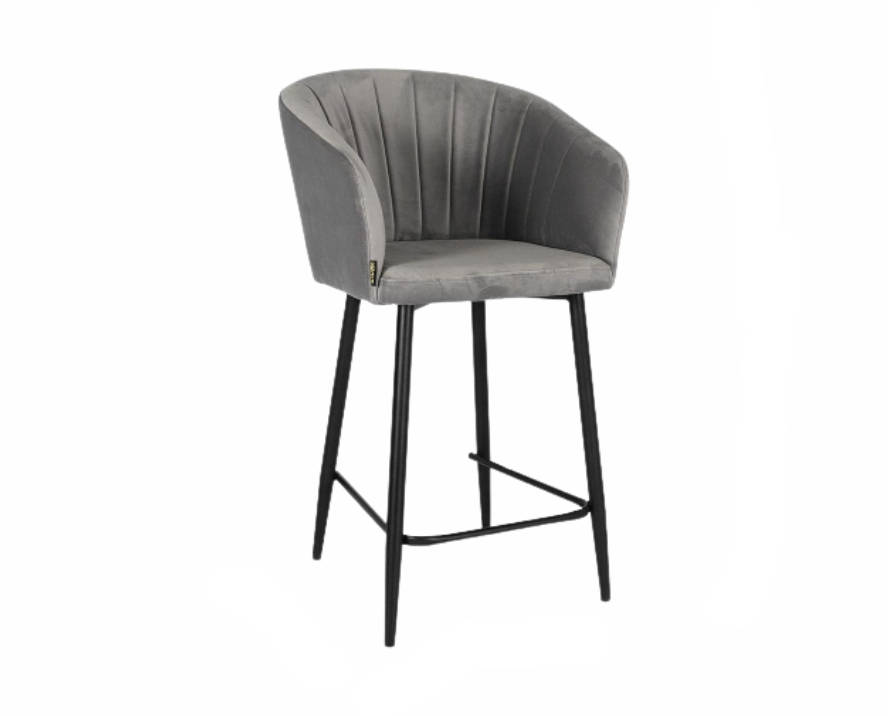 Стул Гарда серый бархат ножки черные для кафе, ресторана, дома, кухни