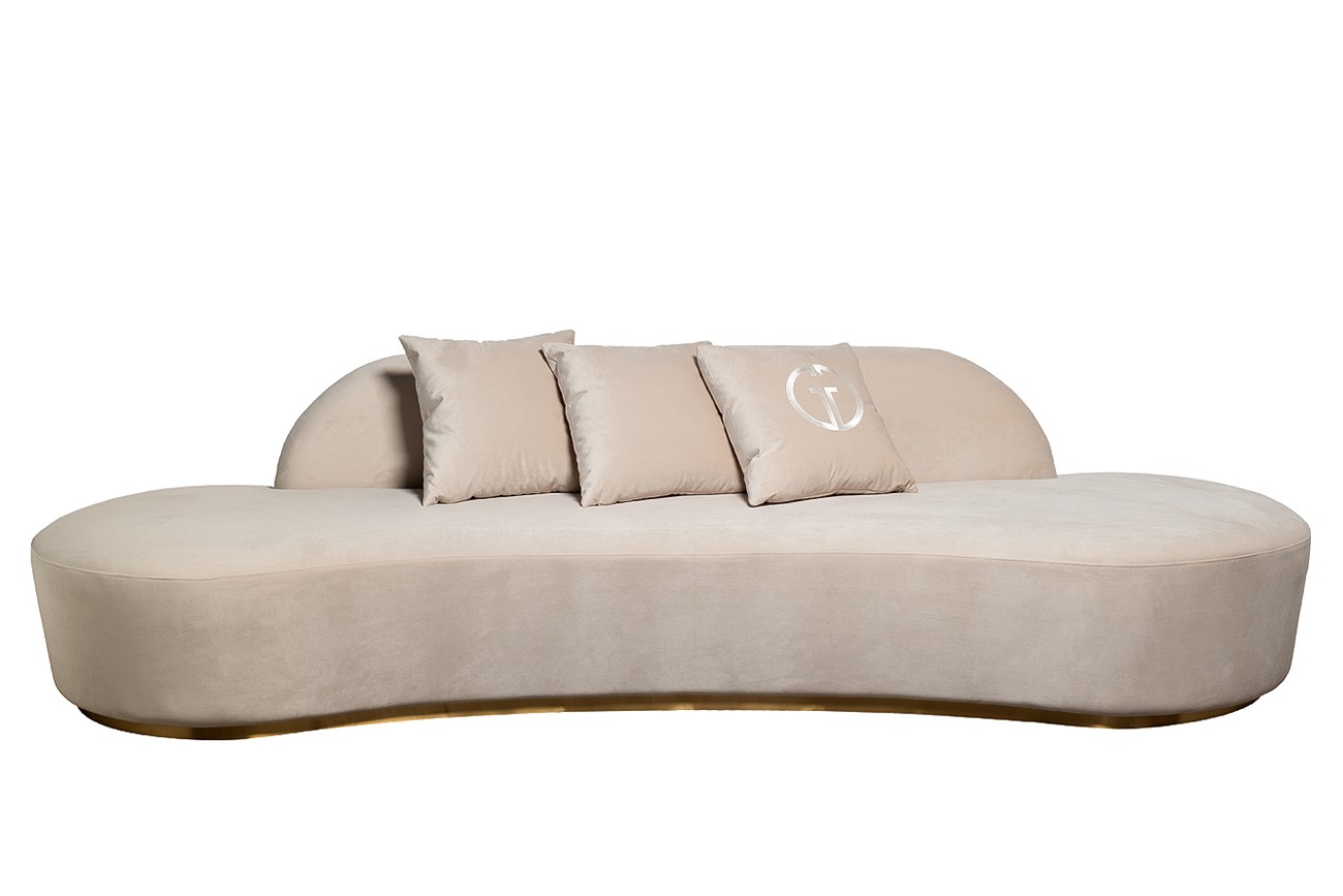 Диван Lea трехместный, велюр кремовый 87YY-DIV2262