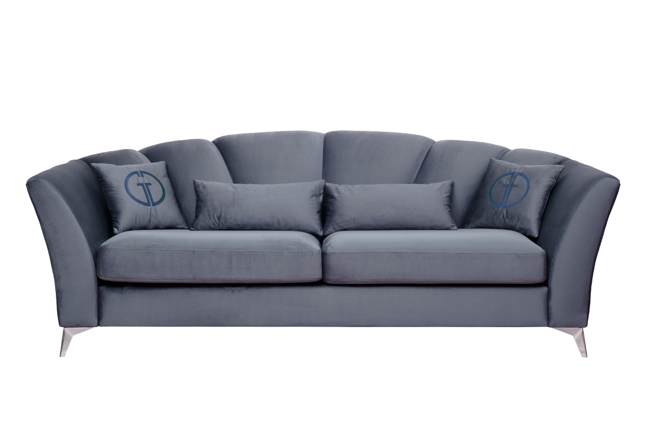 Диван Annette трехместный без мех,велюр сапфир Colt1006/хром 