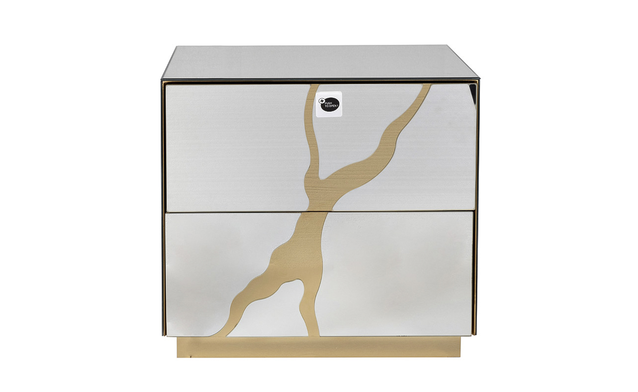 Тумба зеркальная с золотым декором KFG199