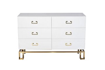Комод 6 ящиков белый/золото KFG089