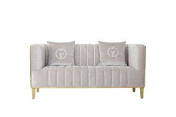 Диван Basel двухместный, велюр серый 102AN-DIV-8682-SER