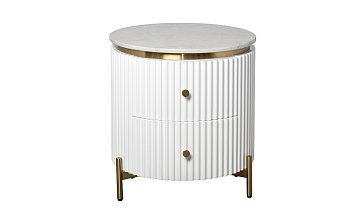 Тумбочка 2 ящика с мраморной столешницей d51*55см 77IP-GD009-TUMB/1