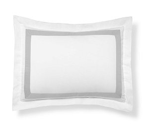 Pillow Case Premium Cotton Sateen White / Boarder Cold Grey