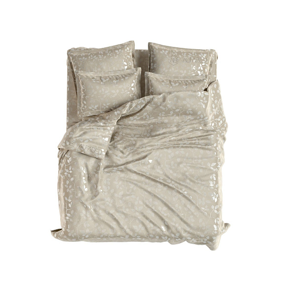 Set Lux Jacquard Cotton Taupe Tree Leaves