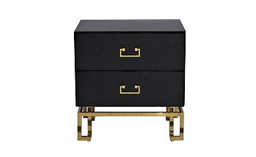 Тумба c  2-мя ящиками черная/золото KFG059