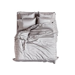 Set Premium Țesute Bumbac Sateen Dungă Gri